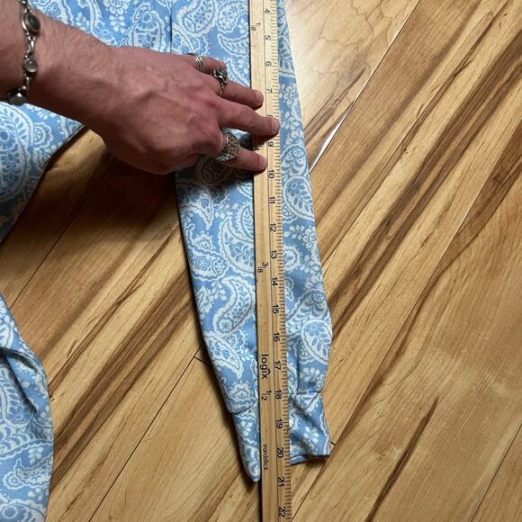 VINTAGE 70s Handmade Dagger Collar Paisley Shirt Dress Size 2 Mod Hippie Blue - Picture 4 of 6